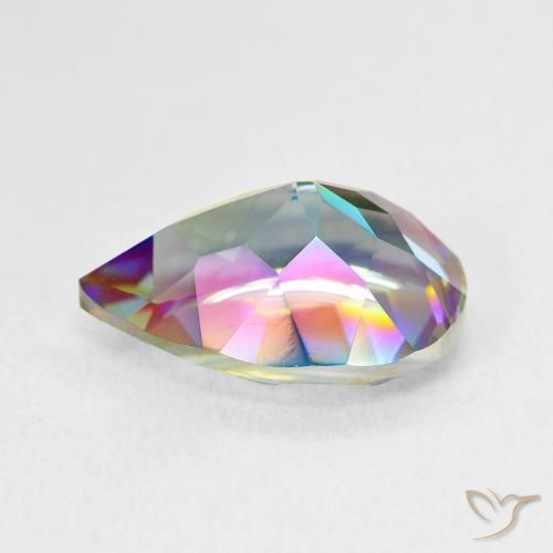 Quartzo Místico Multicolorido Natural 5.12ct, Formato de pêra, VVS