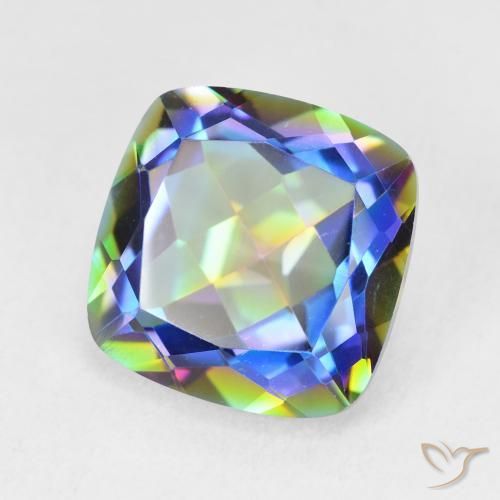 Quartzo Místico Multicolorido Natural 6.69ct, Almofada, VVS