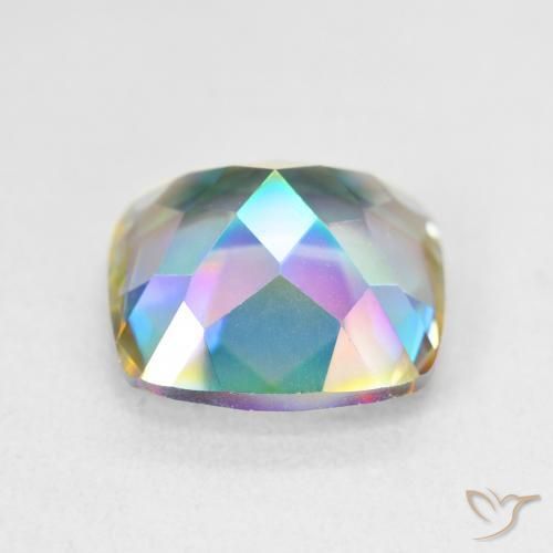 Quartzo Místico Multicolorido Natural 6.69ct, Almofada, VVS