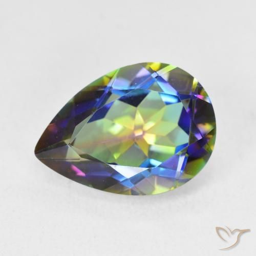 4.90ct Natural Multicolorido Quartzo Místico, Formato de pêra, VVS