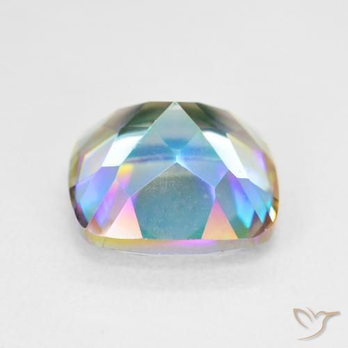 Quartzo Místico Multicolorido Natural 6.98ct, Almofada, VVS