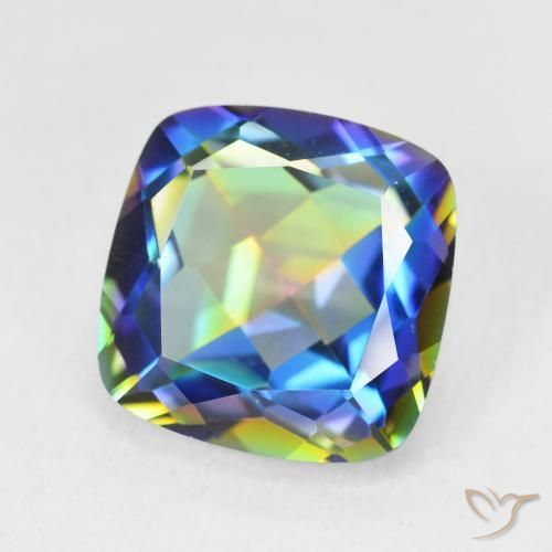 Quartzo Místico Multicolorido Natural 6.74ct, Almofada, VVS