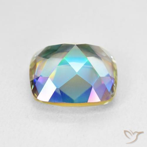 Quartzo Místico Multicolorido Natural 6.74ct, Almofada, VVS