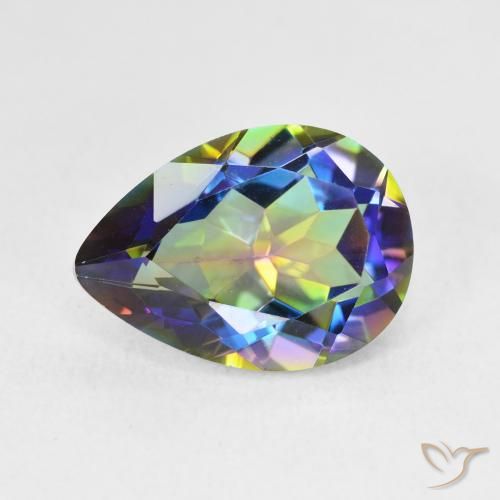 5.05ct Natural Multicolorido Quartzo Místico, Formato de pêra, VVS