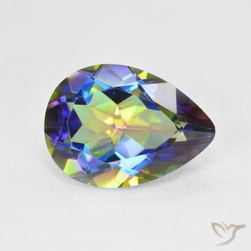 Quartzo Místico Multicolorido Natural 5.05ct, Formato de pêra, VVS