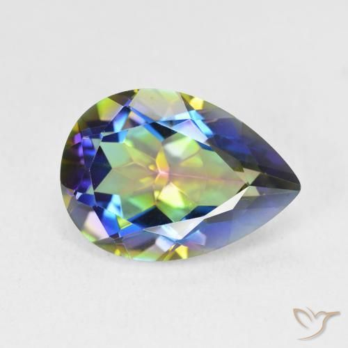 5.07ct Natural Multicolorido Quartzo Místico, Formato de pêra, VVS