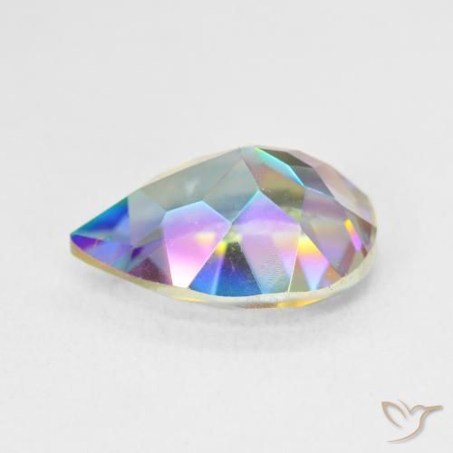 Quartzo Místico Multicolorido Natural 5.07ct, Formato de pêra, VVS