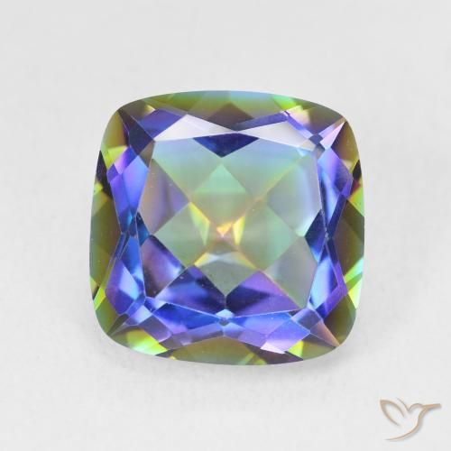 6.58ct Natural Multicolorido Quartzo Místico, Almofada, VVS