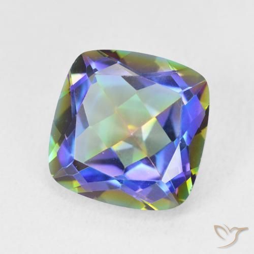 Quartzo Místico Multicolorido Natural 6.58ct, Almofada, VVS