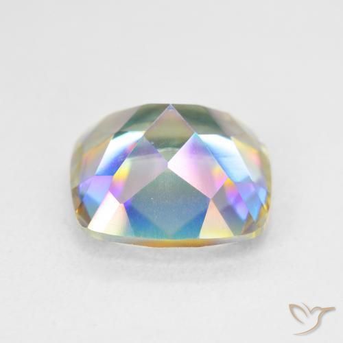 Quartzo Místico Multicolorido Natural 6.58ct, Almofada, VVS