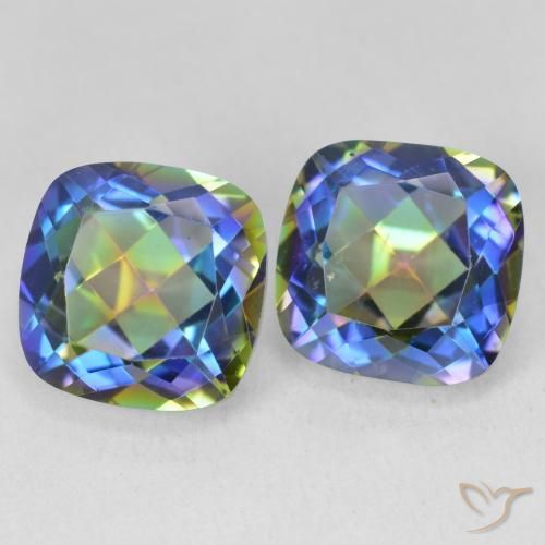 Pedras preciosas de Quartzo Místico Multicolorido natural de 8.60 ct, Almofada, VS