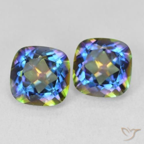 Pedras preciosas de Quartzo Místico Multicolorido natural de 4.15 ct, Almofada, VVS-VS