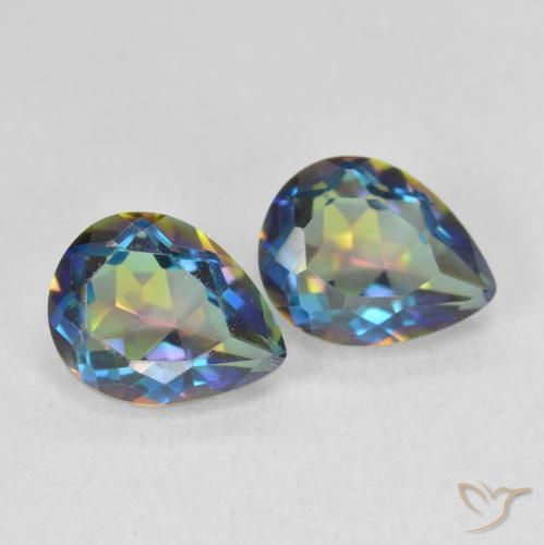 Pedras preciosas de Quartzo Místico Multicolorido natural de 3.34 ct, Formato de pêra, VVS-VS