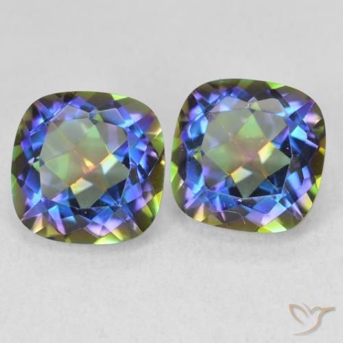 Pedras preciosas de Quartzo Místico Multicolorido natural de 4.18 ct, Almofada, VVS-VS