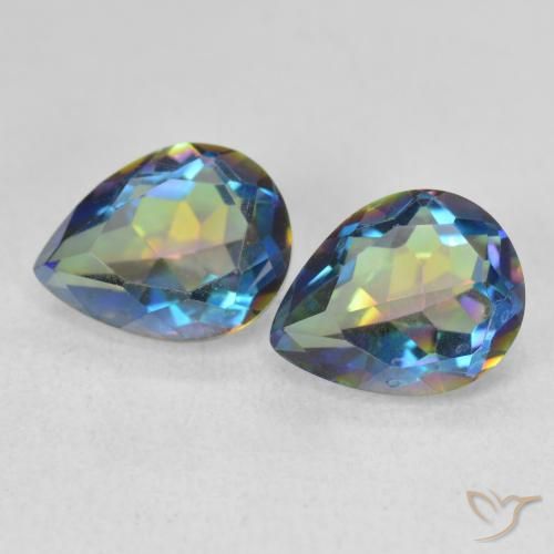 3.31ctw Natural Multicolorido Quartzo Místico, Formato de pêra, VVS-VS
