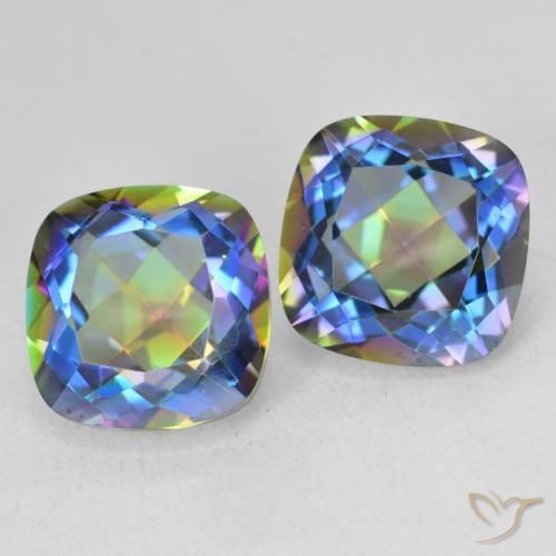 Pedras preciosas de Quartzo Místico Multicolorido natural de 8.55 ct, Almofada, VVS-VS