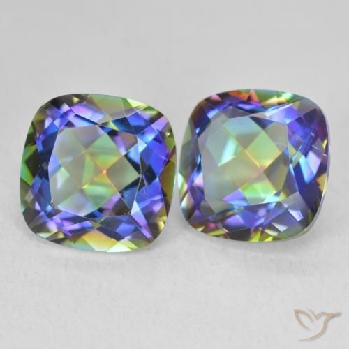 Pedras preciosas de Quartzo Místico Multicolorido natural de 8.35 ct, Almofada, VVS-VS