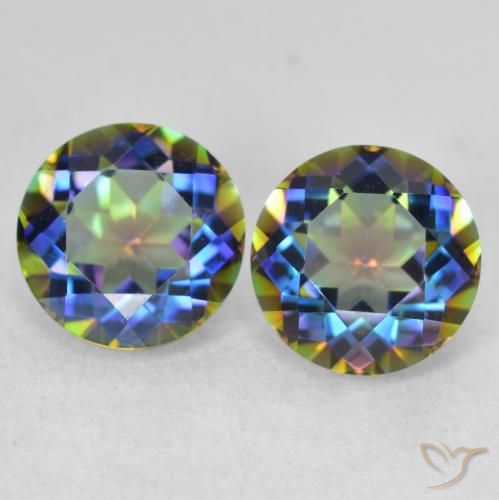 3.93ctw Natural Multicolorido Quartzo Místico, Redondo, VVS-VS
