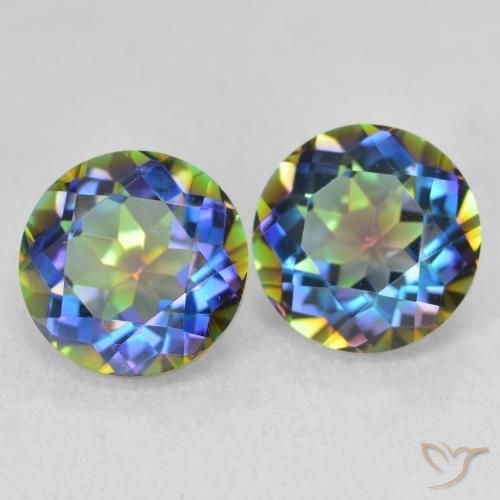 Pedras preciosas de Quartzo Místico Multicolorido natural de 3.93 ct, Redondo, VVS-VS