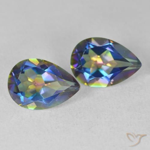 Pedras preciosas de Quartzo Místico Multicolorido natural de 3.70 ct, Formato de pêra, VVS-VS