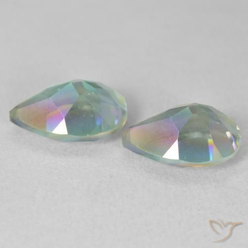 Pedras preciosas de Quartzo Místico Multicolorido natural de 3.70 ct, Formato de pêra, VVS-VS