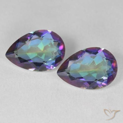3.50ctw Natural Multicolorido Quartzo Místico, Formato de pêra, VS
