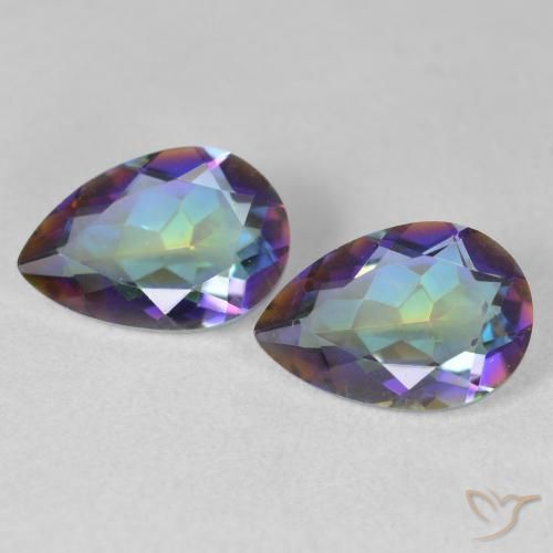 3.24ctw Natural Multicolorido Quartzo Místico, Formato de pêra, VS