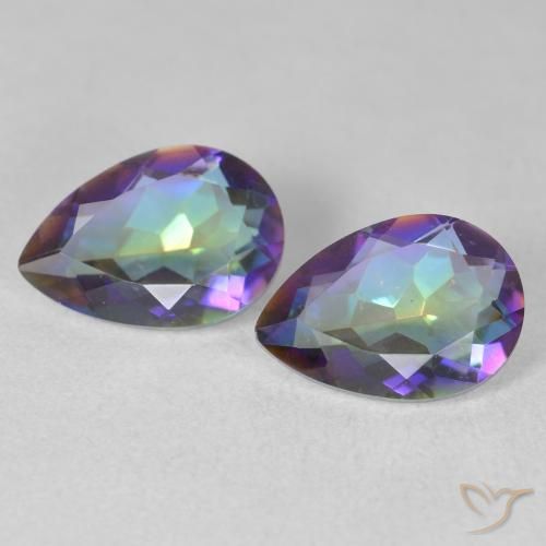 3.42ctw Natural Multicolorido Quartzo Místico, Formato de pêra, VS
