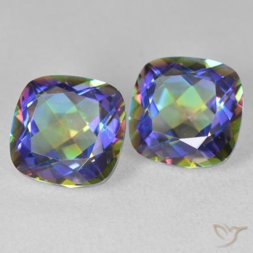 8.57ctw Natural Multicolorido Quartzo Místico, Almofada, VVS-VS