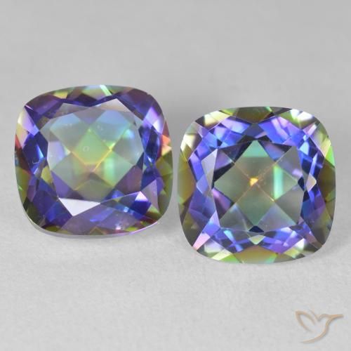 Pedras preciosas de Quartzo Místico Multicolorido natural de 8.57 ct, Almofada, VVS-VS
