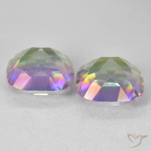 Pedras preciosas de Quartzo Místico Multicolorido natural de 8.57 ct, Almofada, VVS-VS