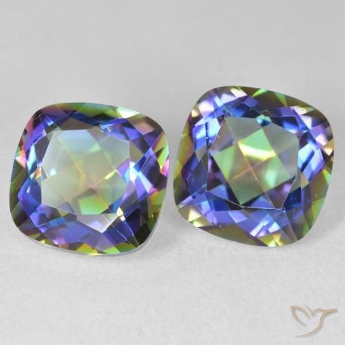 Pedras preciosas de Quartzo Místico Multicolorido natural de 8.49 ct, Almofada, VVS-VS