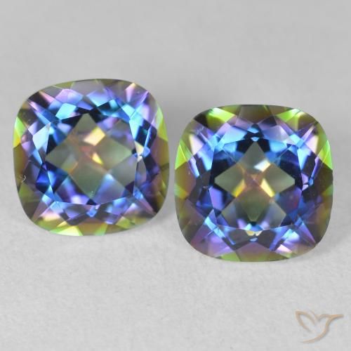 4.16ctw Natural Multicolorido Quartzo Místico, Almofada, VVS-VS