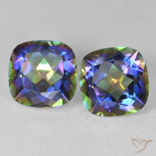 4.04ctw Natural Multicolorido Quartzo Místico, Almofada, VVS-VS
