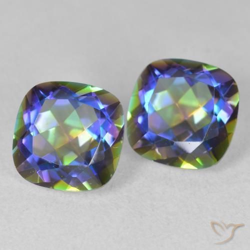 Pedras preciosas de Quartzo Místico Multicolorido natural de 4.04 ct, Almofada, VVS-VS