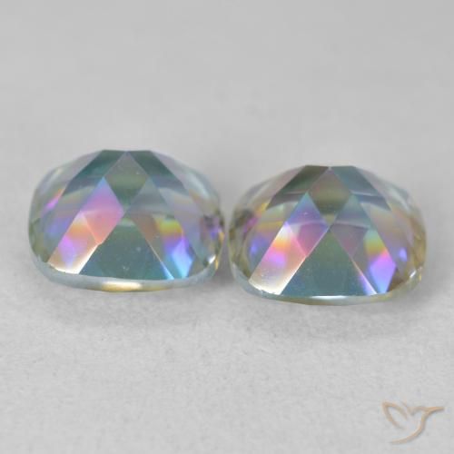 Pedras preciosas de Quartzo Místico Multicolorido natural de 4.04 ct, Almofada, VVS-VS