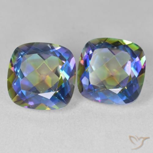 Pedras preciosas de Quartzo Místico Multicolorido natural de 8.26 ct, Almofada, VVS-VS