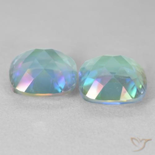 Pedras preciosas de Quartzo Místico Multicolorido natural de 8.26 ct, Almofada, VVS-VS