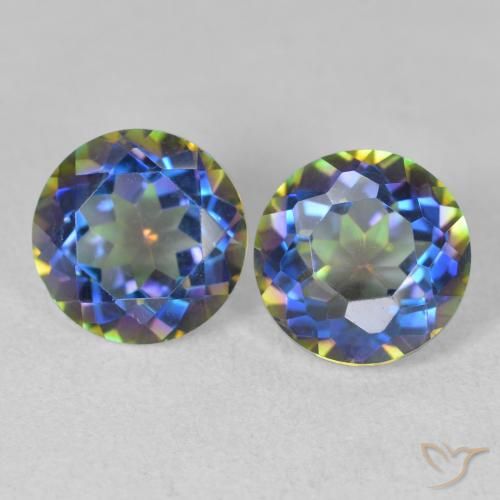 3.82ctw Natural Multicolorido Quartzo Místico, Redondo, VVS-VS