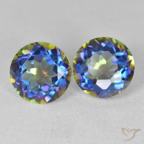 Pedras preciosas de Quartzo Místico Multicolorido natural de 3.82 ct, Redondo, VVS-VS