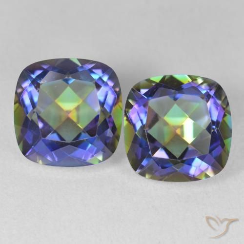 8.47ctw Natural Multicolorido Quartzo Místico, Almofada, VVS