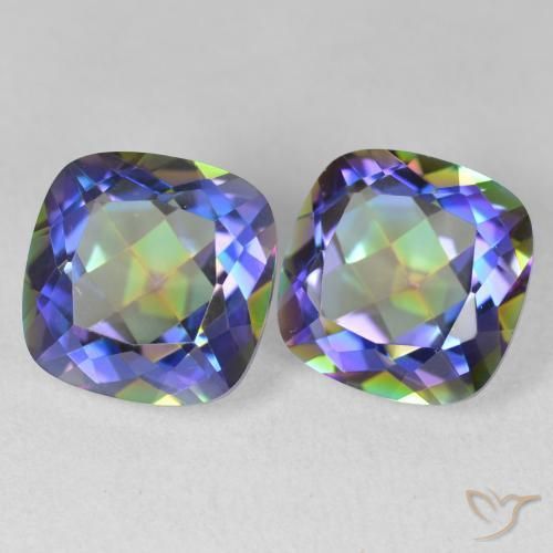 Pedras preciosas de Quartzo Místico Multicolorido natural de 8.47 ct, Almofada, VVS