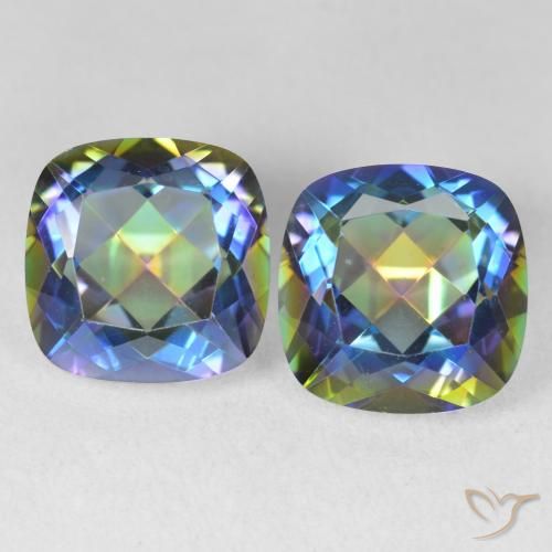 8.37ctw Natural Multicolorido Quartzo Místico, Almofada, VVS