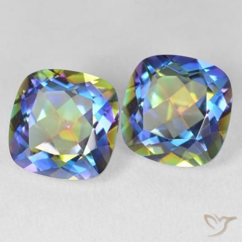 Pedras preciosas de Quartzo Místico Multicolorido natural de 8.37 ct, Almofada, VVS