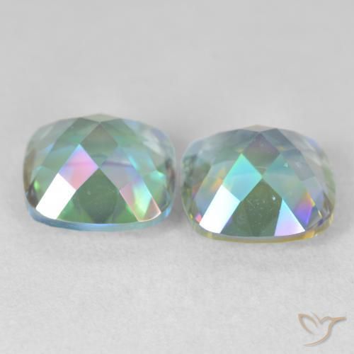 Pedras preciosas de Quartzo Místico Multicolorido natural de 8.37 ct, Almofada, VVS