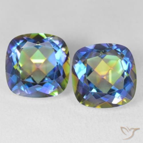 8.54ctw Natural Multicolorido Quartzo Místico, Almofada, VVS