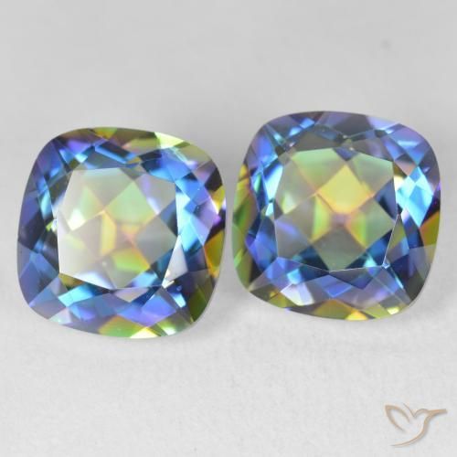 Pedras preciosas de Quartzo Místico Multicolorido natural de 8.54 ct, Almofada, VVS