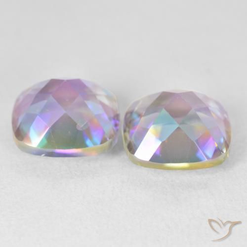 Pedras preciosas de Quartzo Místico Multicolorido natural de 8.54 ct, Almofada, VVS