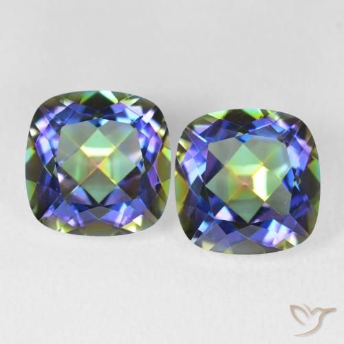 8.31ctw Natural Multicolorido Quartzo Místico, Almofada, VVS