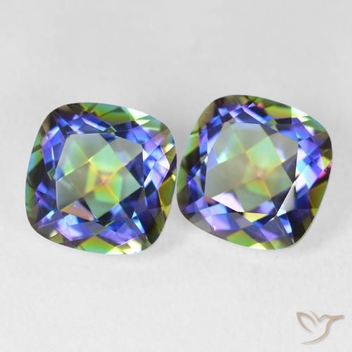 Pedras preciosas de Quartzo Místico Multicolorido natural de 8.31 ct, Almofada, VVS